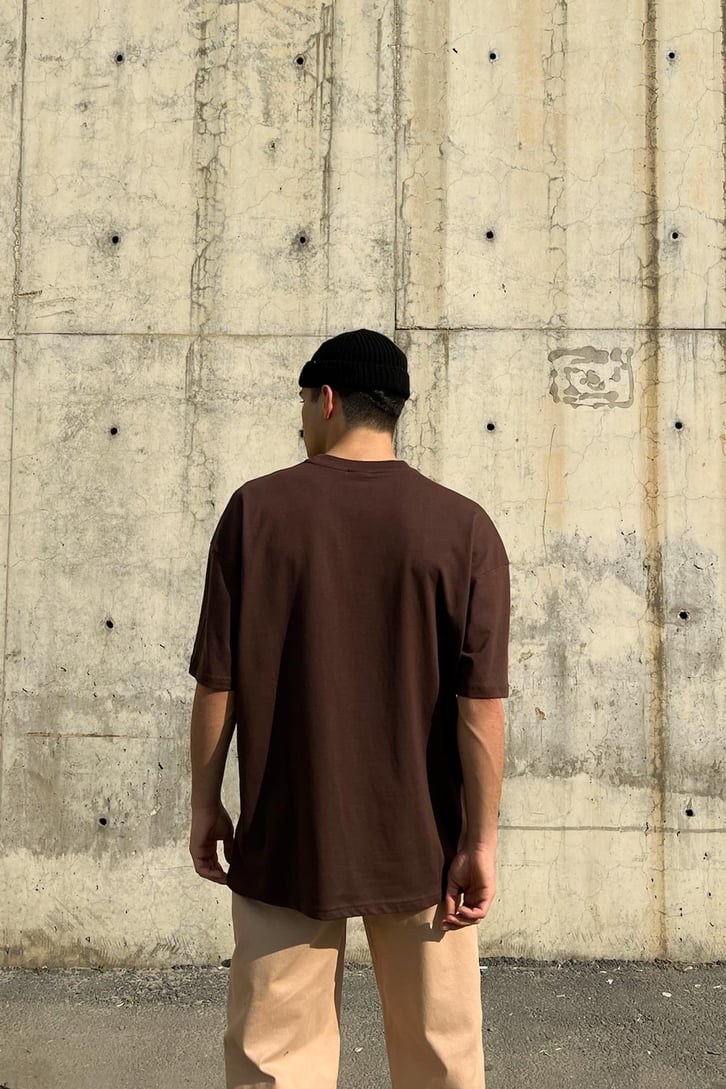 Basic Kahverengi Oversize Tshirt