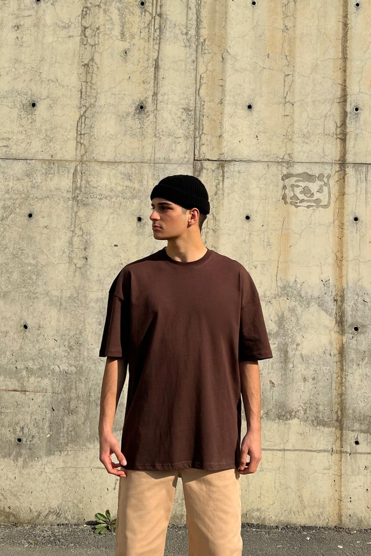 Basic Kahverengi Oversize Tshirt