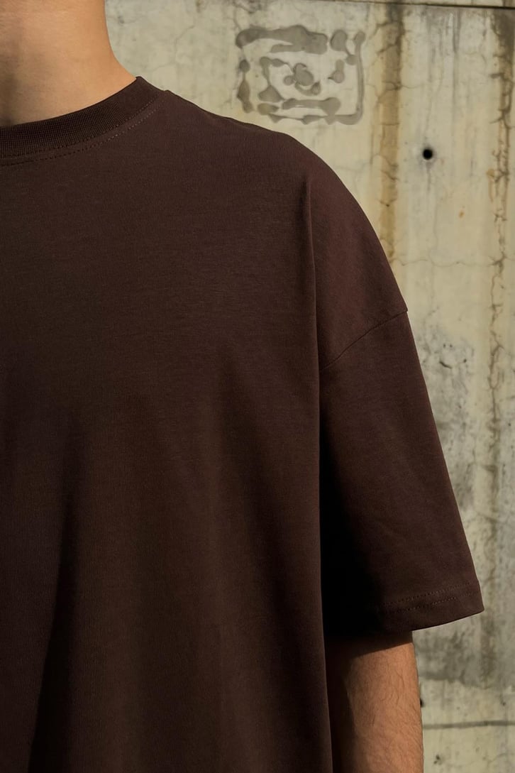 Basic Kahverengi Oversize Tshirt
