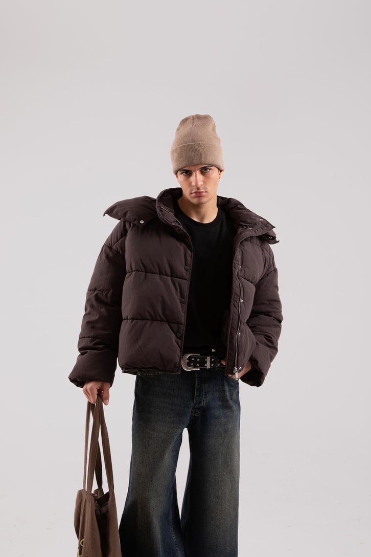 Basic Kahverengi Şişme Mont