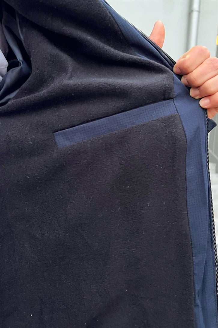 Basic Kapüşonlu Lacivert Puffer Mont