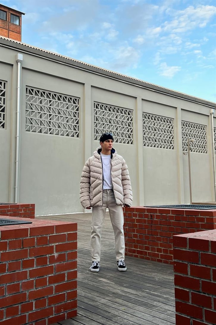 Basic Kapüşonlu Vizon Puffer Mont