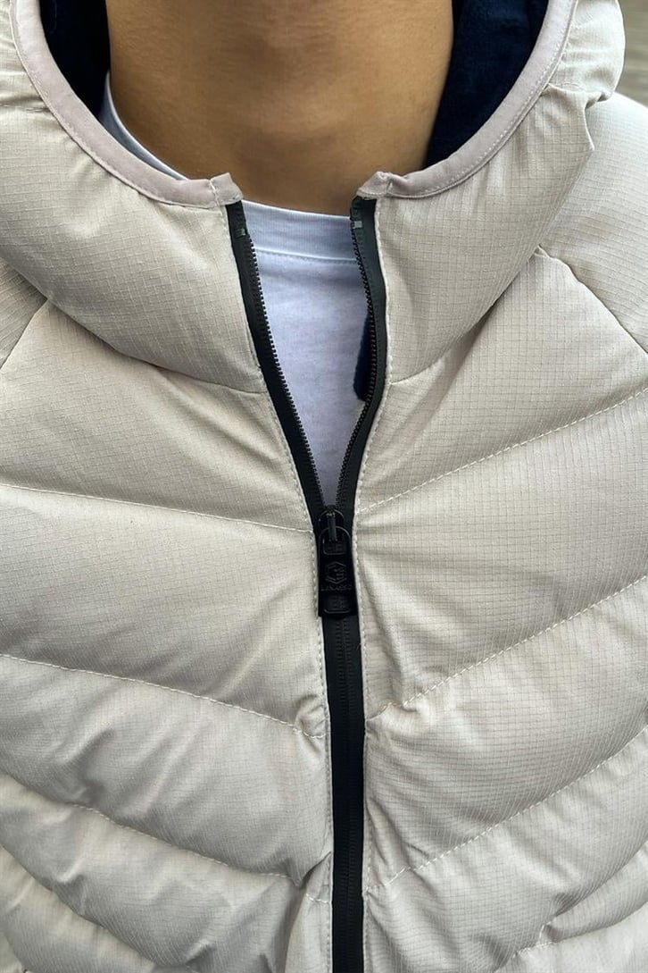 Basic Kapüşonlu Vizon Puffer Mont