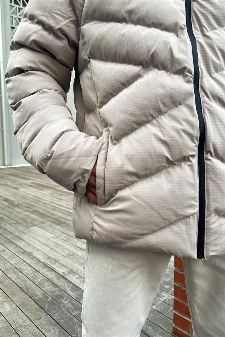Basic Kapüşonlu Vizon Puffer Mont