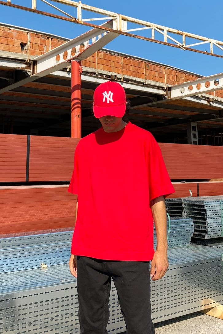 Basic Kırmızı Oversize Tshirt