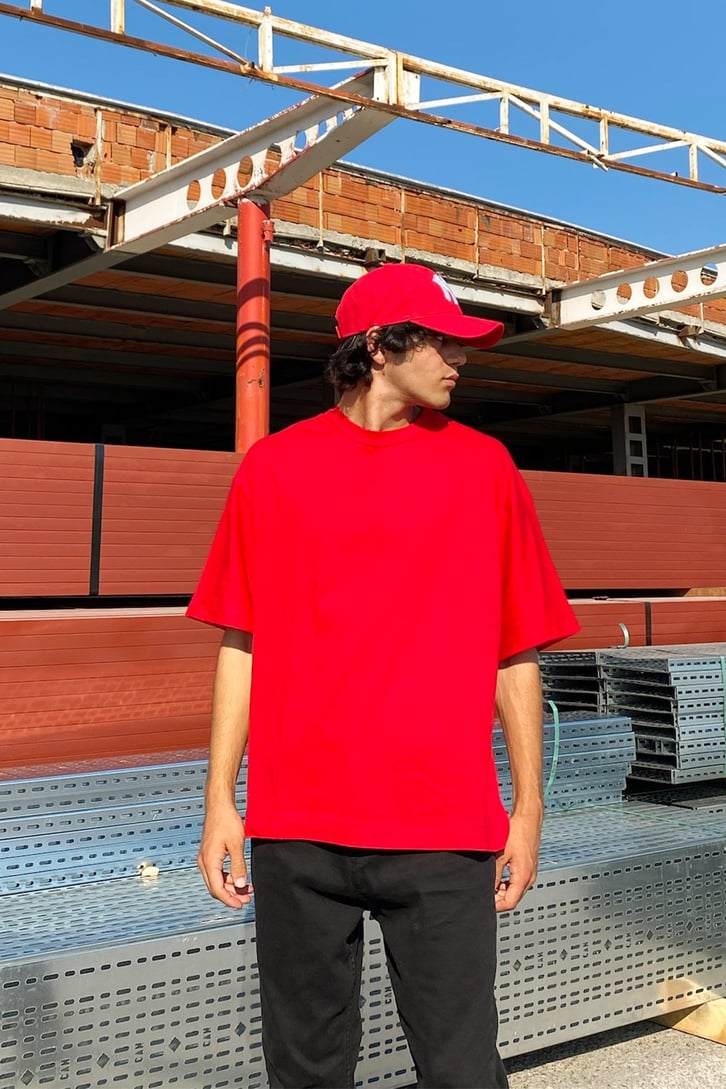 Basic Kırmızı Oversize Tshirt
