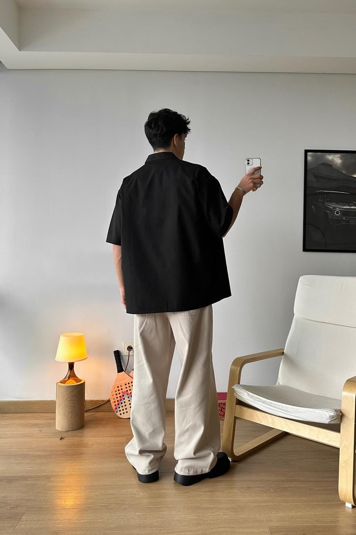 Basic Kısa Kollu Oversize Gömlek