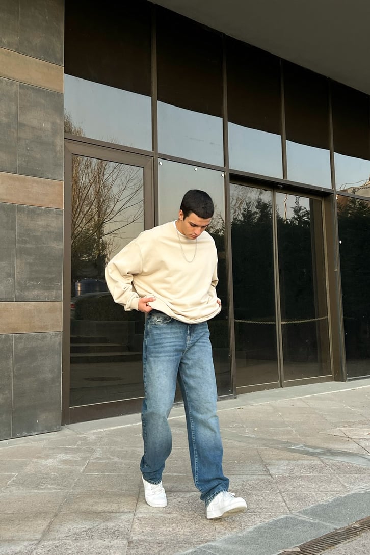Basic Kot Mavisi Baggy Jean