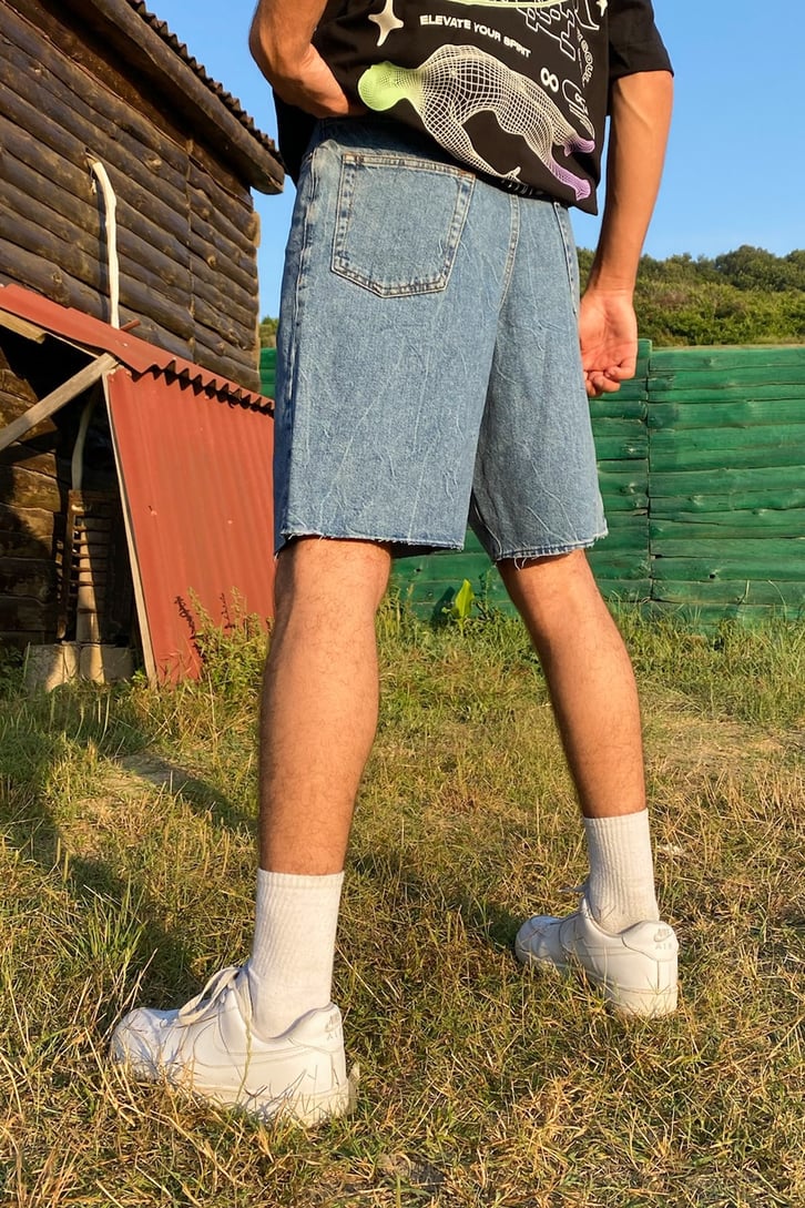 Basic Kot Mavisi Relaxed Şort