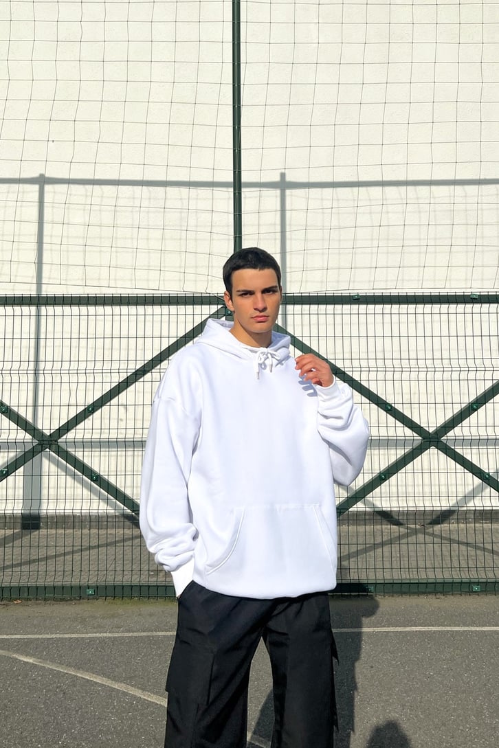 Basic Koyu Gri Oversize Hoodie