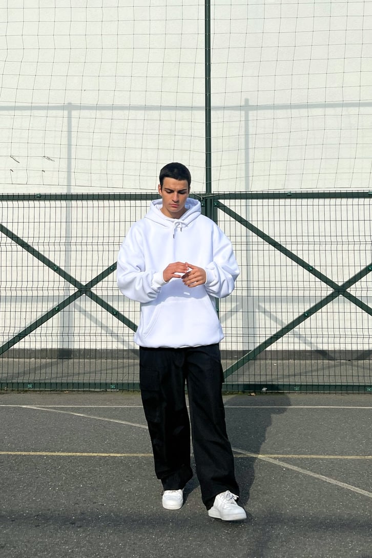 Basic Koyu Gri Oversize Hoodie