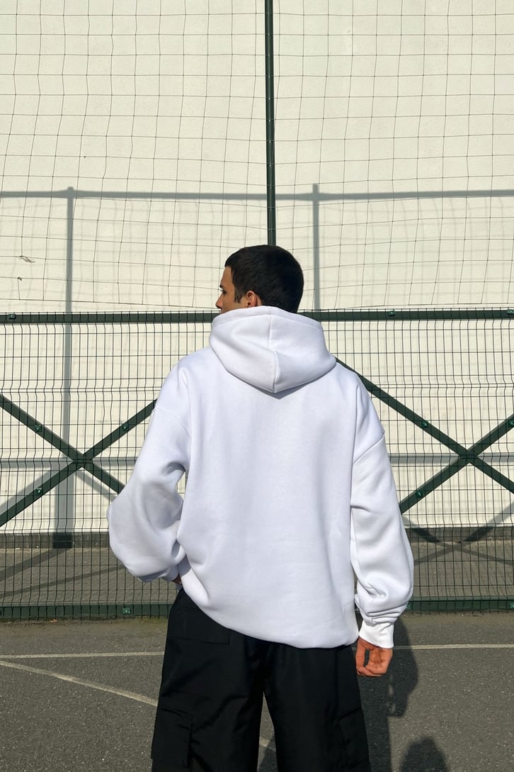 Basic Koyu Gri Oversize Hoodie