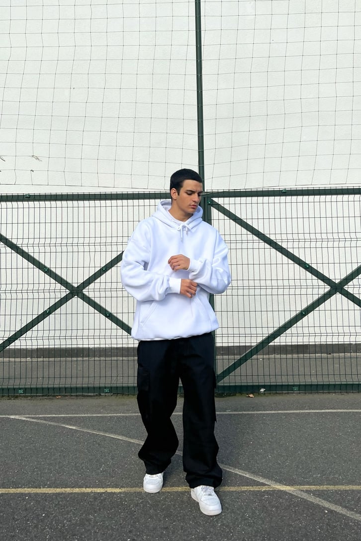 Basic Koyu Gri Oversize Hoodie