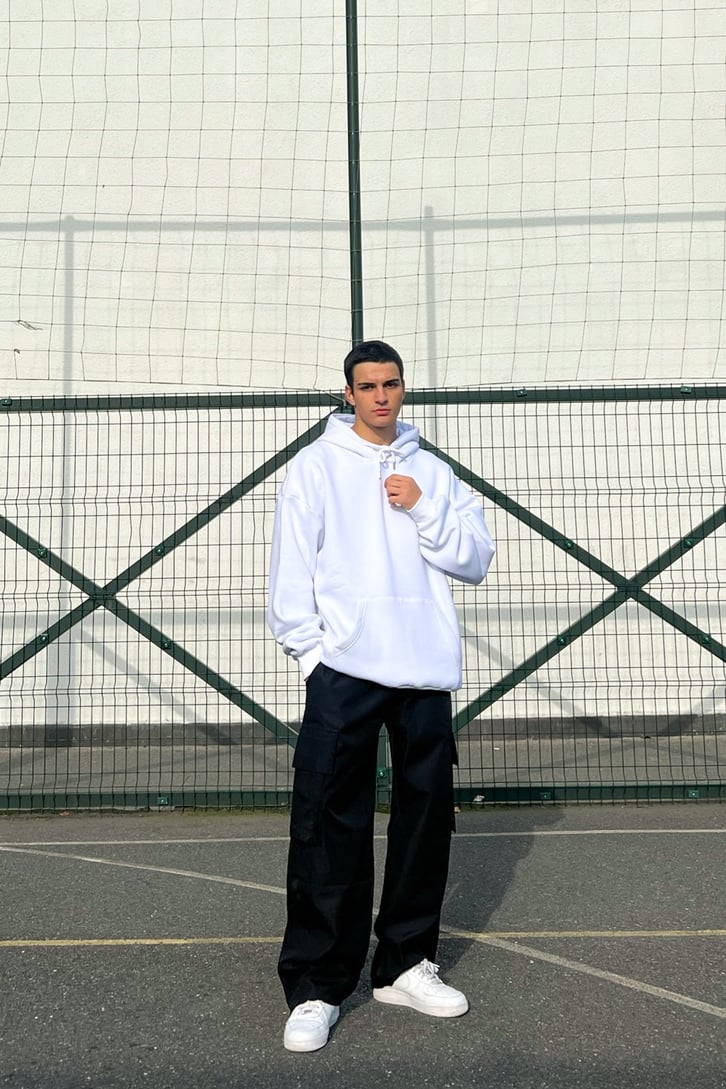 Basic Koyu Gri Oversize Hoodie