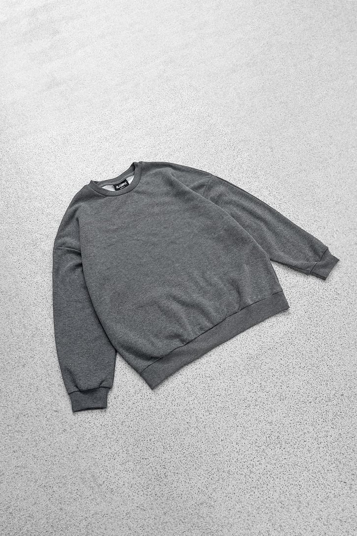 Basic Koyu Gri Oversize Sweatshirt