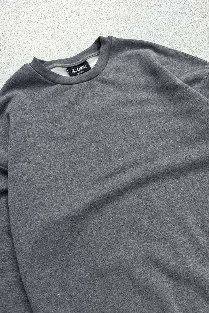 Basic Koyu Gri Oversize Sweatshirt
