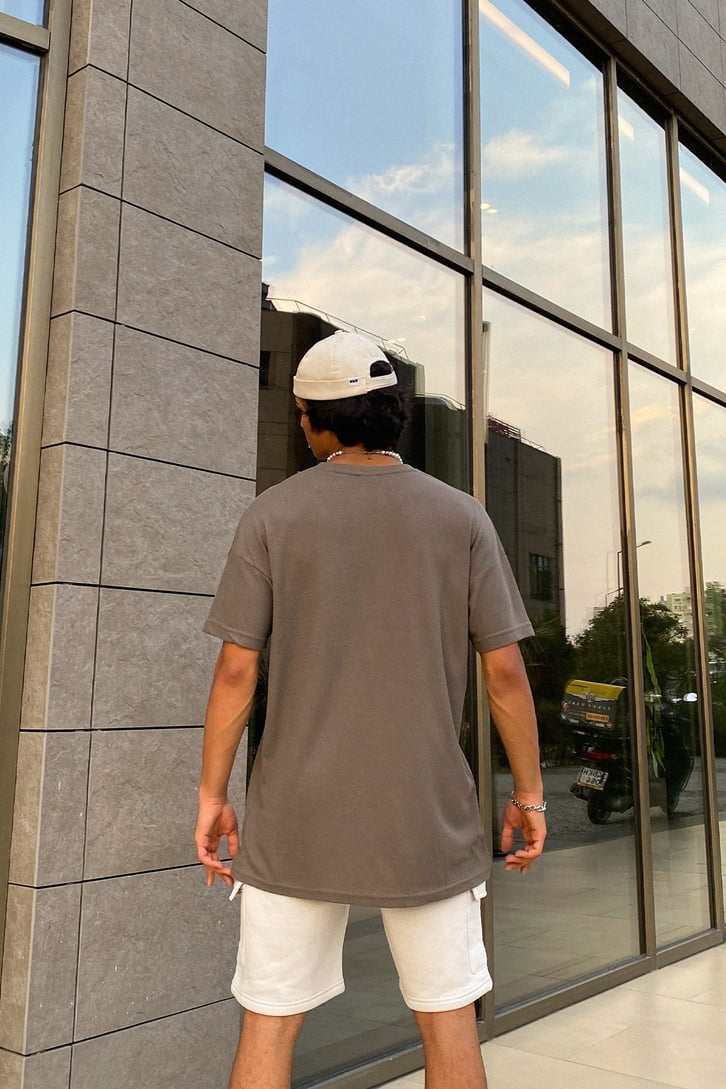 Basic Koyu Gri Oversize Tshirt