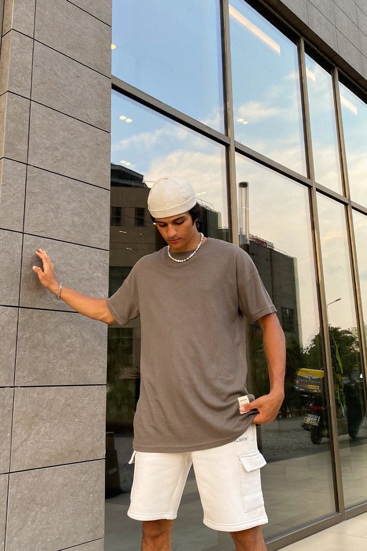 Basic Koyu Gri Oversize Tshirt
