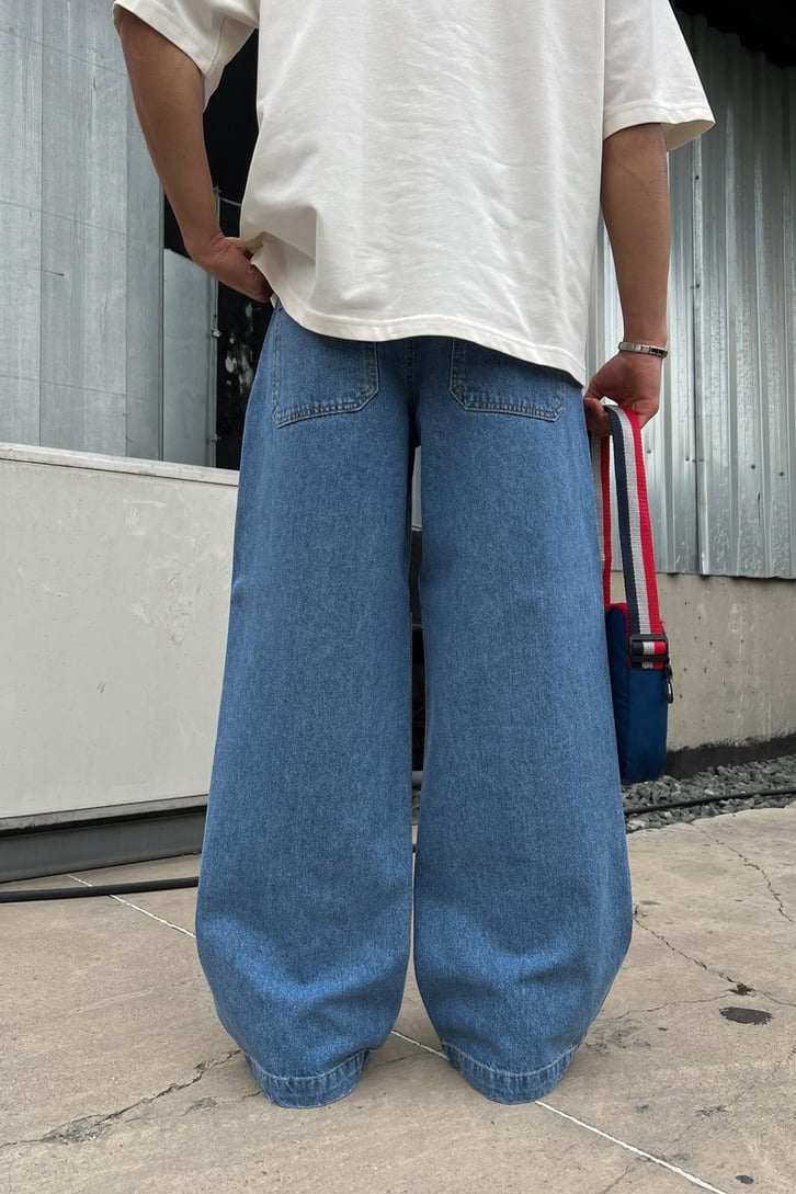 Basic Koyu Mavi Baggy Jean