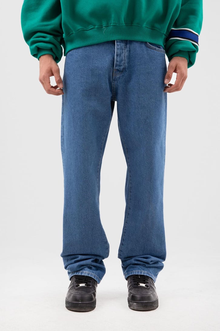 Basic Koyu Mavi Baggy Jean