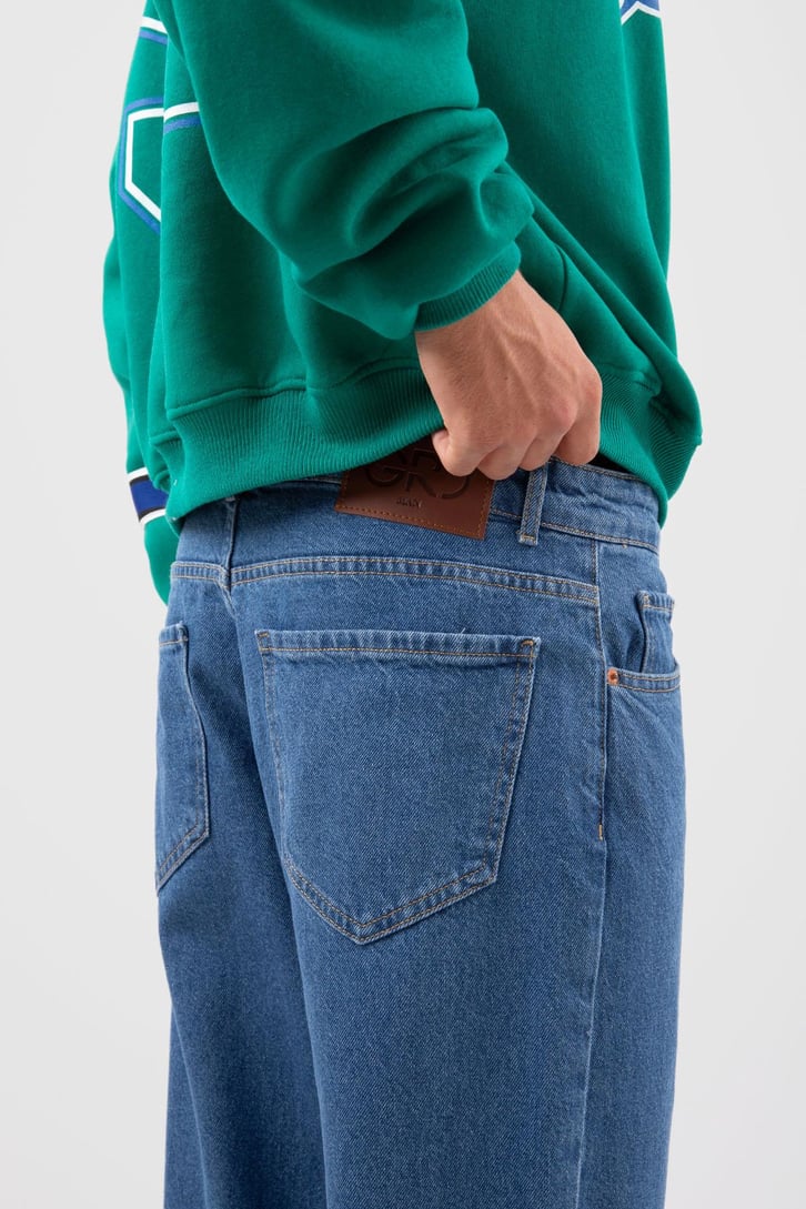 Basic Koyu Mavi Baggy Jean