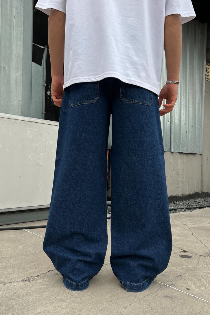 Basic Koyu Mavi Baggy Jean