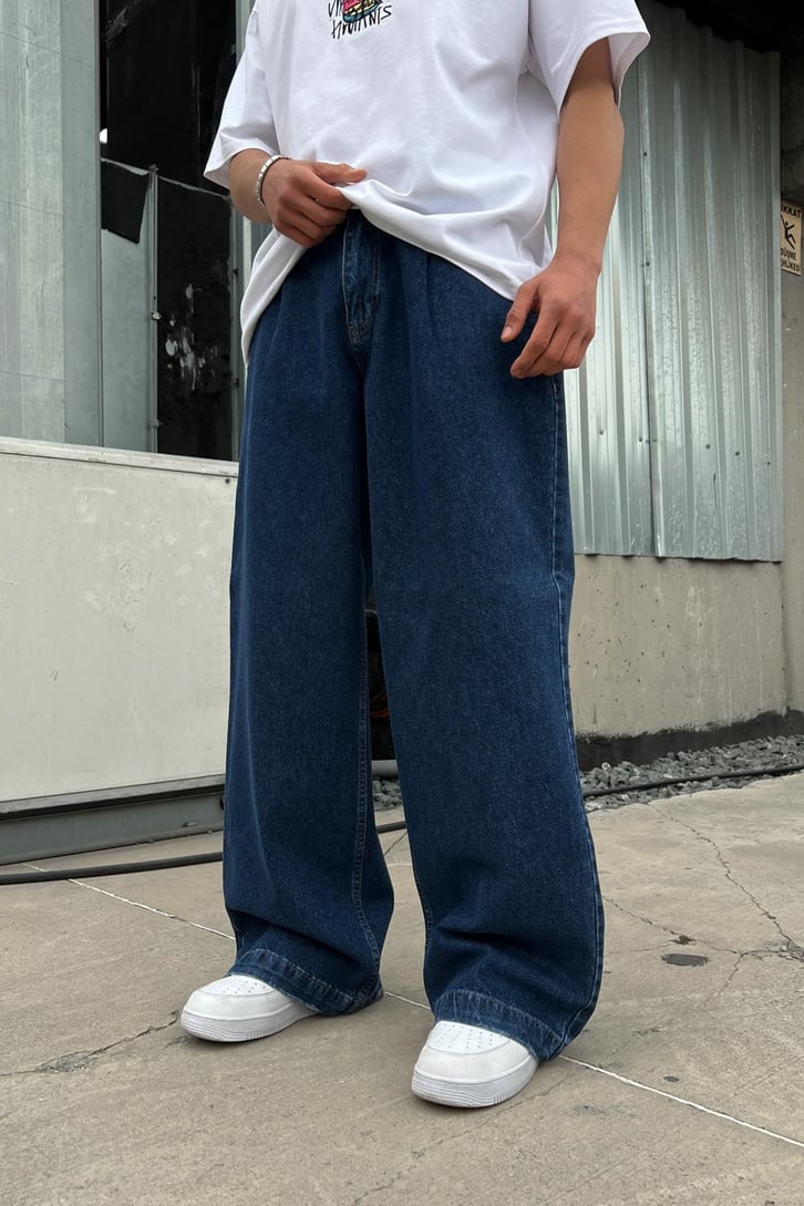 Basic Koyu Mavi Baggy Jean