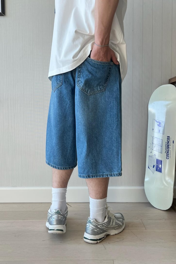 Basic Koyu Mavi Baggy Şort