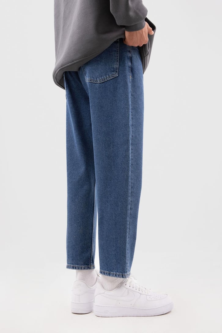 Basic Koyu Mavi Mom Fit Jean