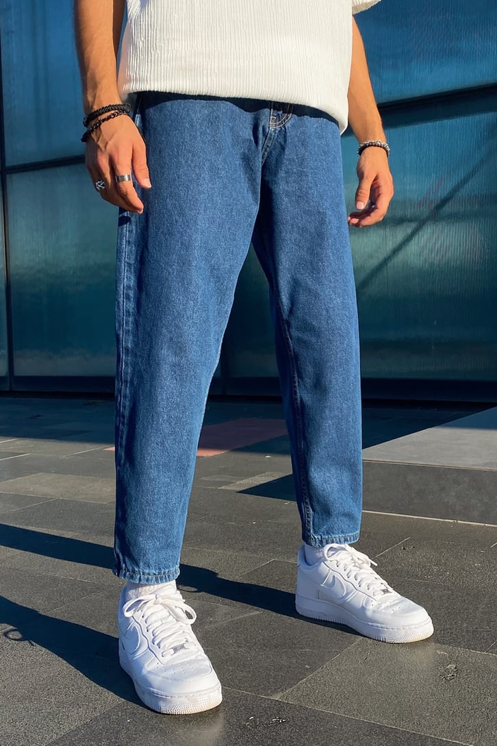 Basic Koyu Mavi Mom Fit Jean