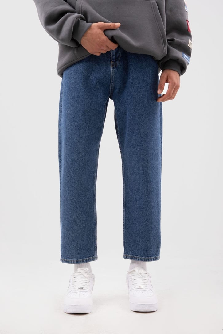 Basic Koyu Mavi Mom Fit Jean