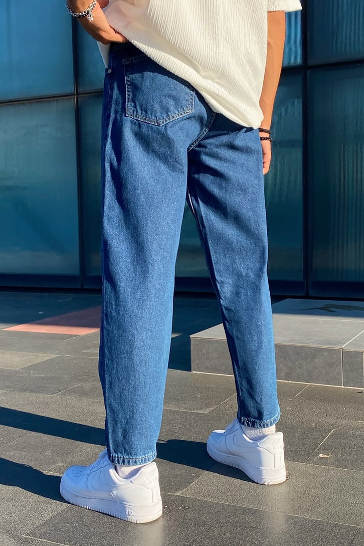 Basic Koyu Mavi Mom Fit Jean