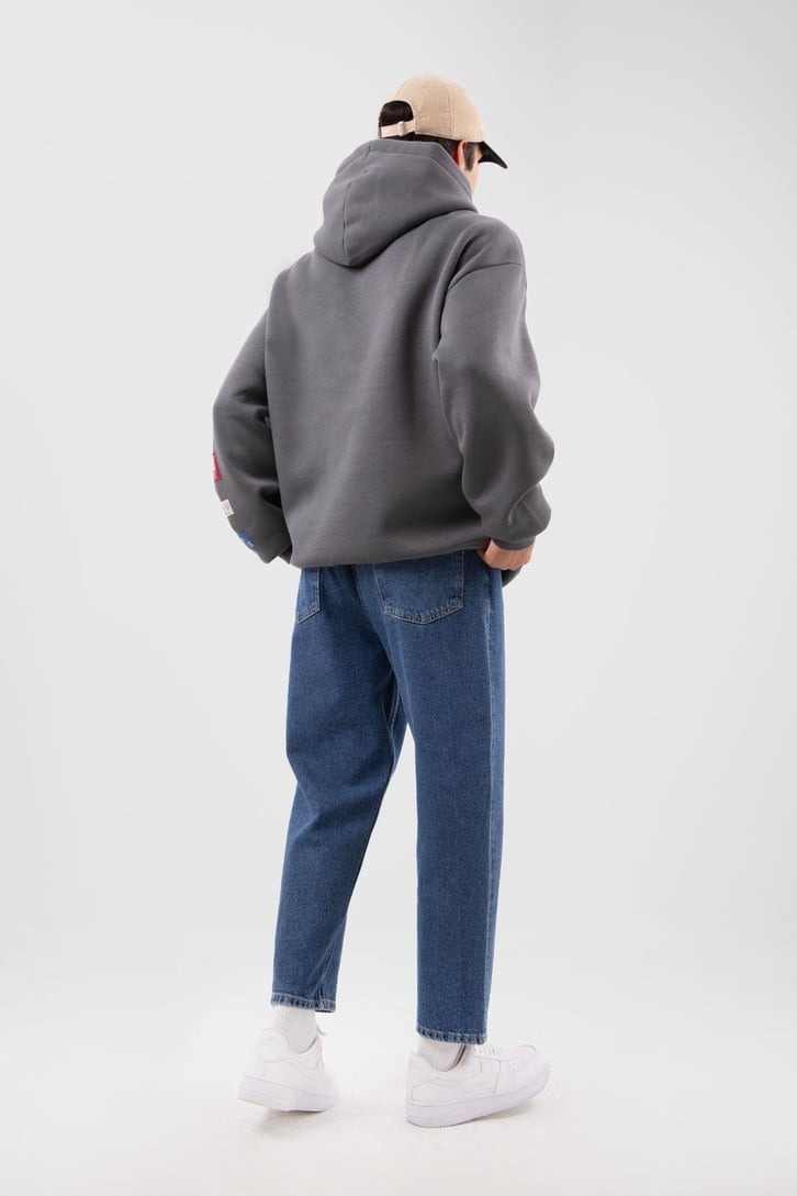 Basic Koyu Mavi Mom Fit Jean
