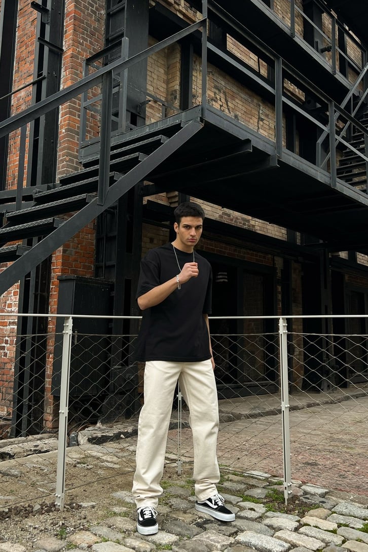 Basic Krem Baggy Jean