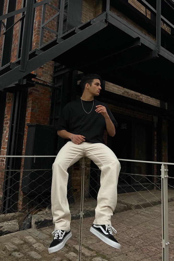 Basic Krem Baggy Jean