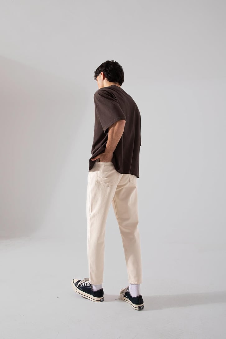 Basic Krem Mom Jean