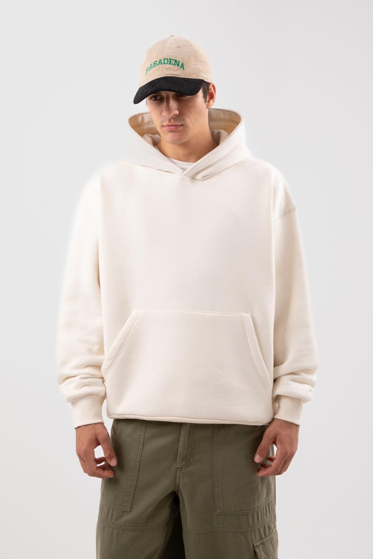 Basic Krem Oversize Hoodie