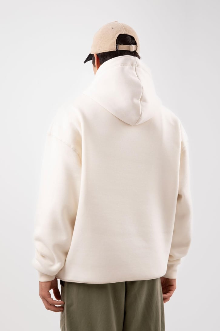 Basic Krem Oversize Hoodie