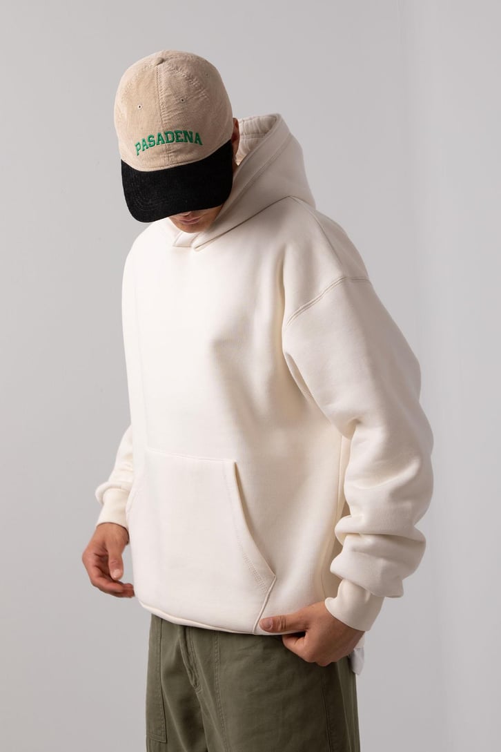 Basic Krem Oversize Hoodie