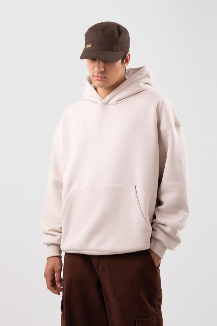 Basic Krem Oversize Hoodie