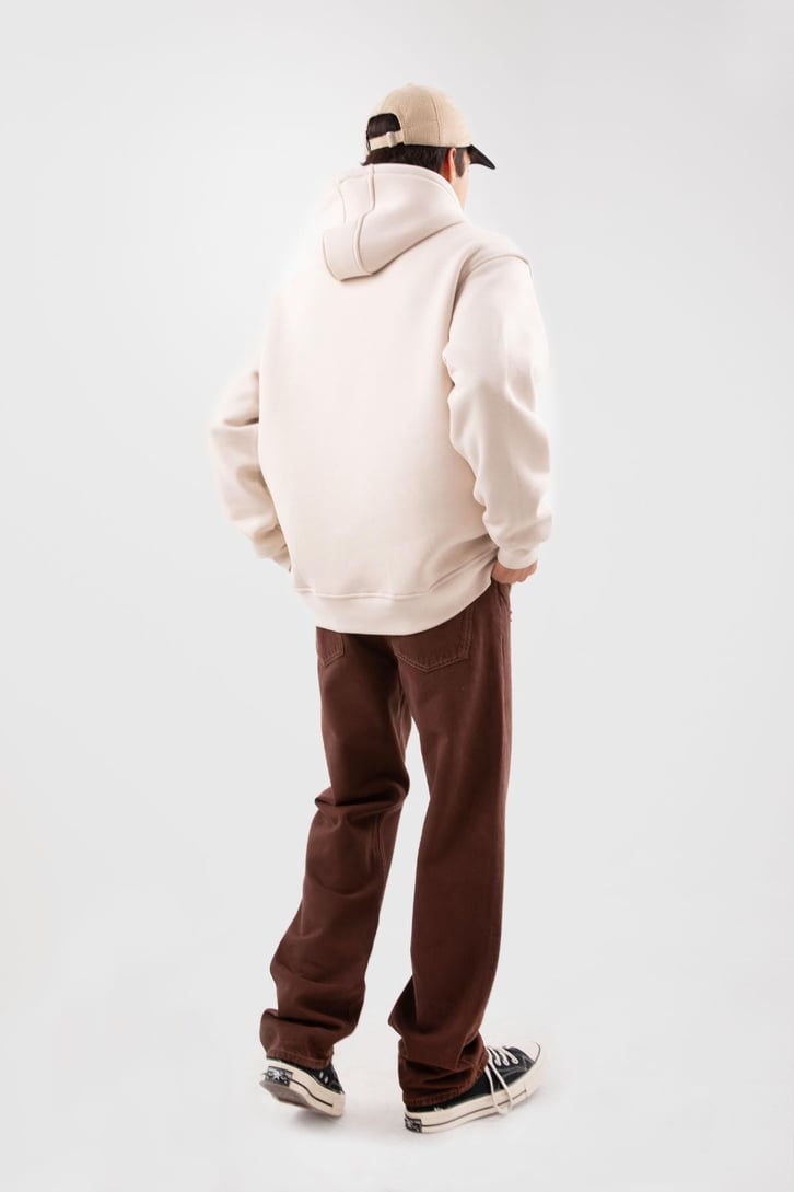 Basic Krem Oversize Hoodie