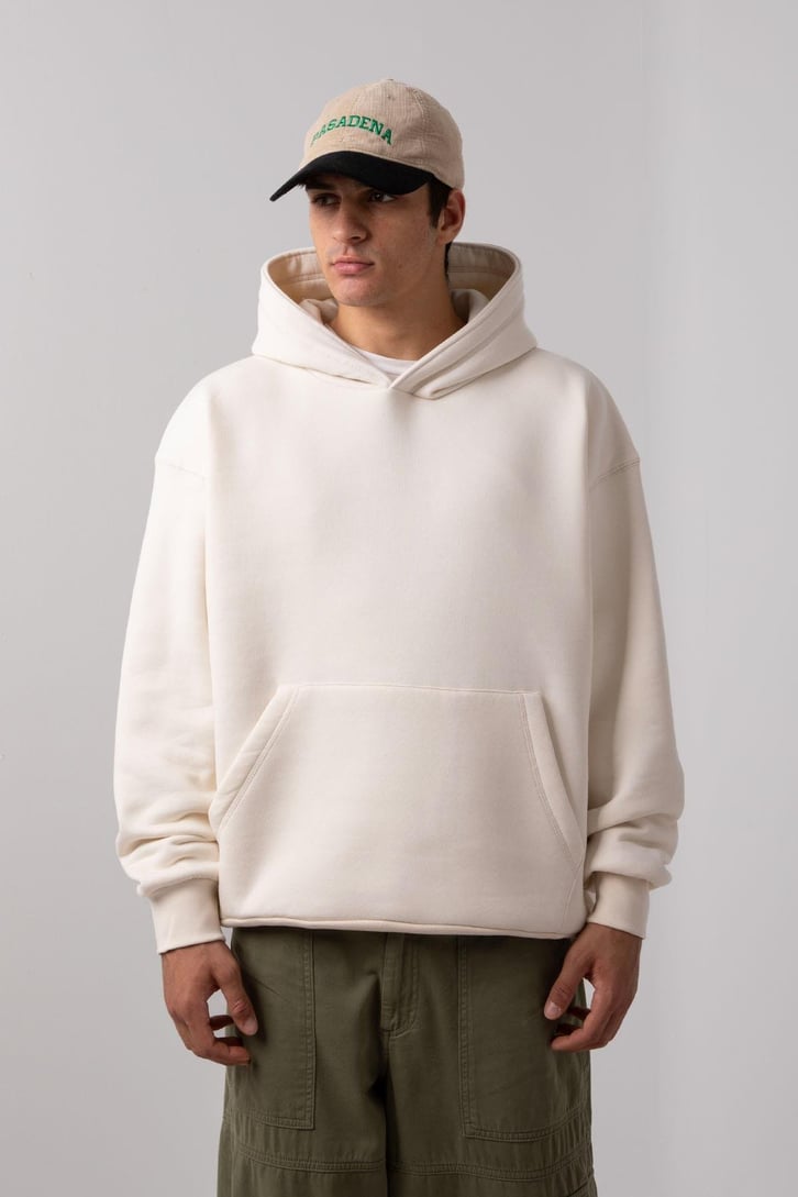 Basic Krem Oversize Hoodie