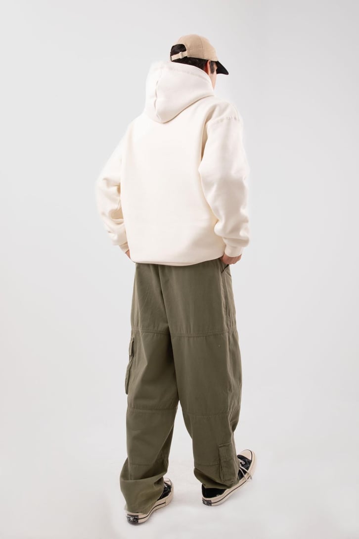 Basic Krem Oversize Hoodie