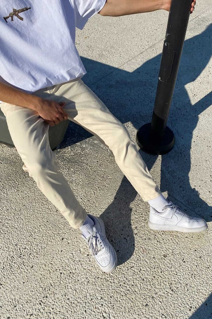 Basic Krem Skinny Jean