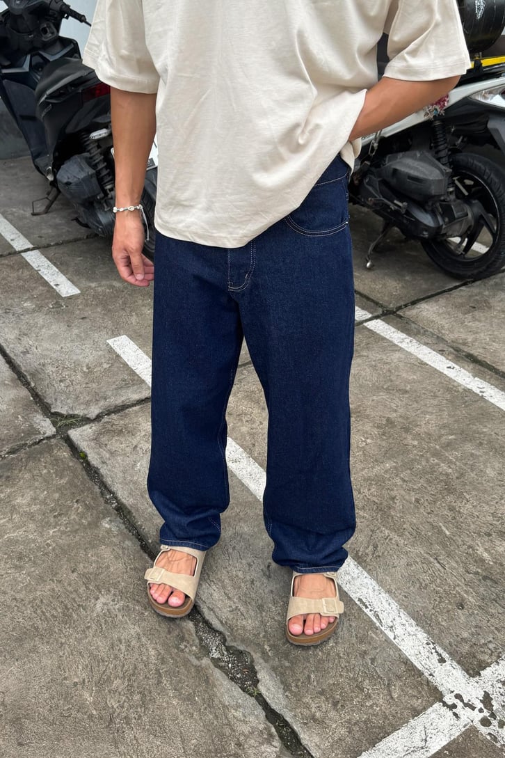 Basic Lacivert Baggy Jean