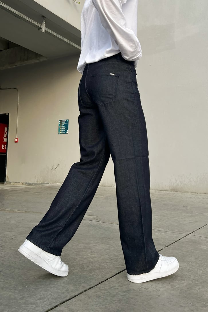 Basic Lacivert Baggy Jean
