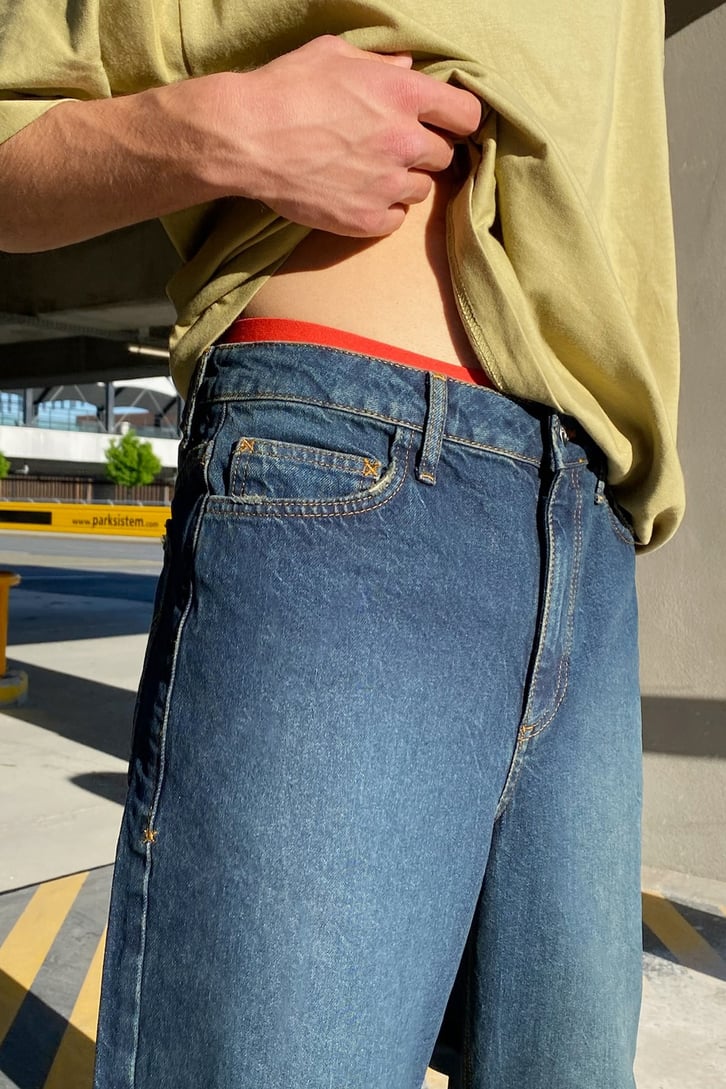 Basic Lacivert Baggy Jean