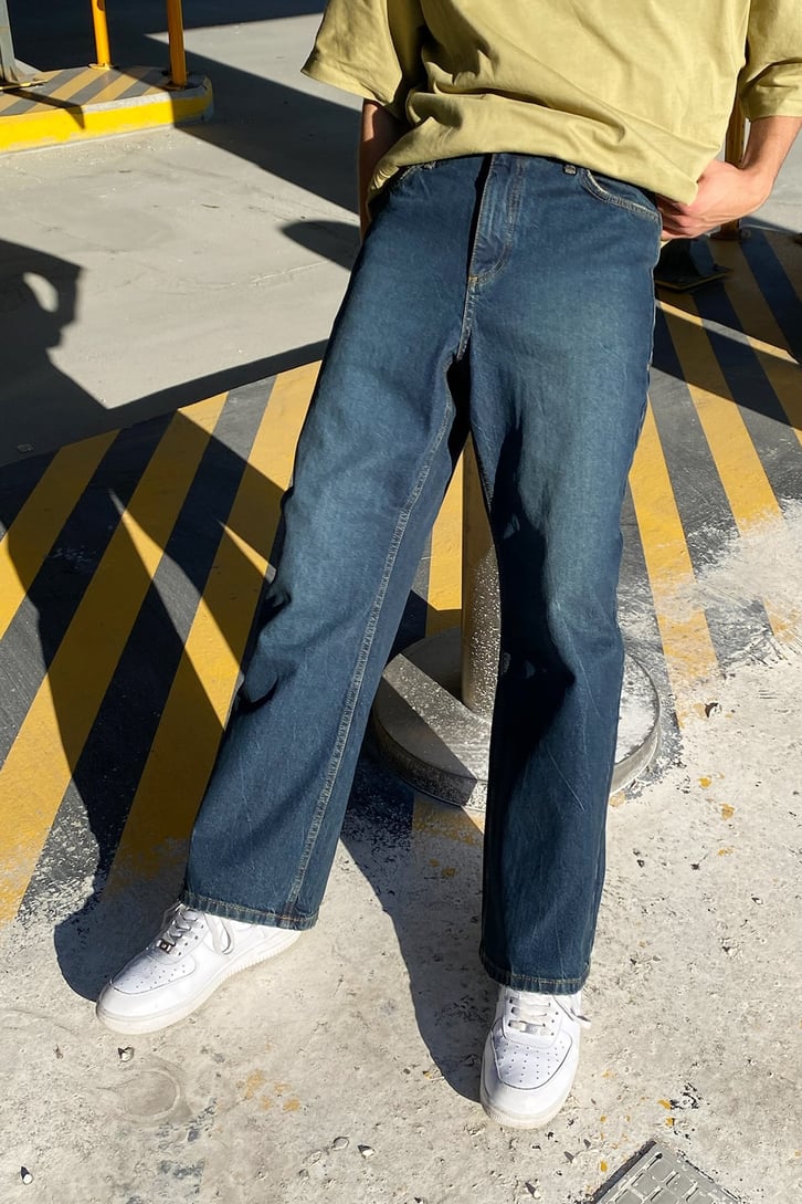 Basic Lacivert Baggy Jean