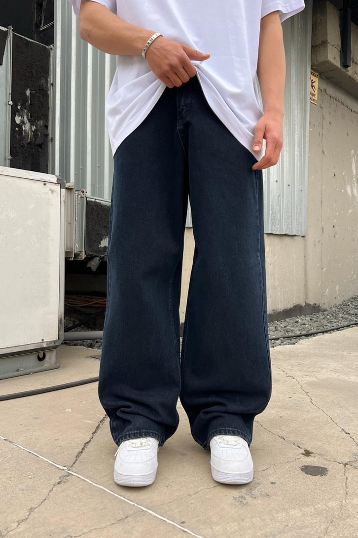 Basic Lacivert Baggy Jean