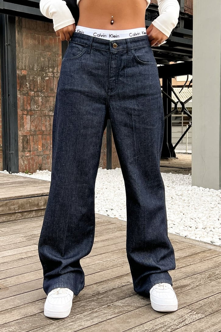 Basic Lacivert Baggy Jean